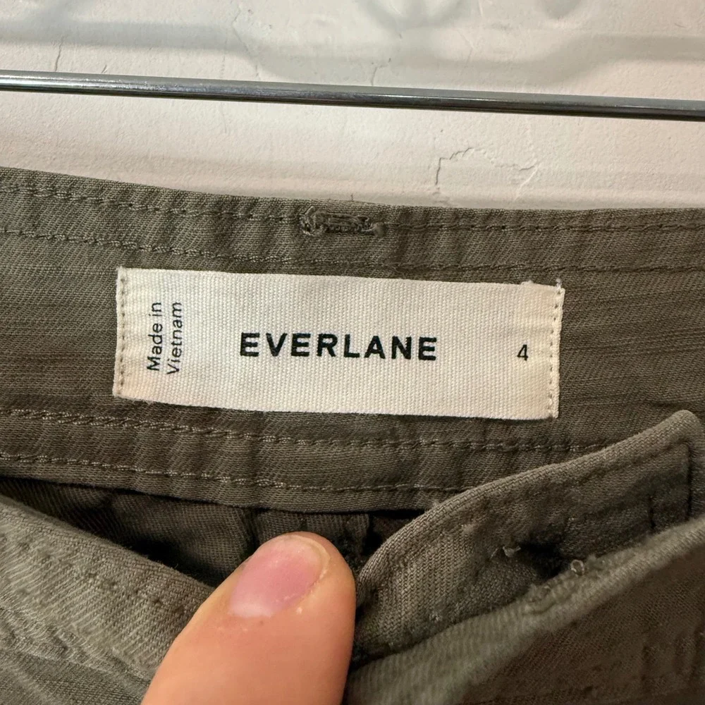 Everlane Womens Fatigue Barrel Pants 4 Olive Green Organic Cotton Linen Blend